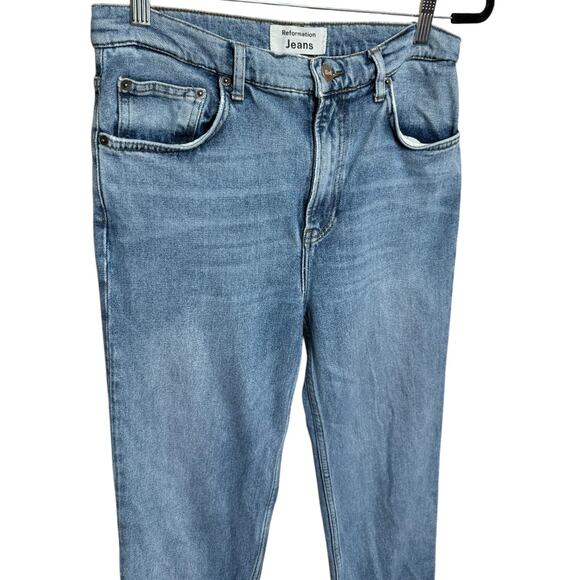 Reformation Liza High Straight Blue Jeans High Waist Size 28 Straight Leg - Picture 2 of 5